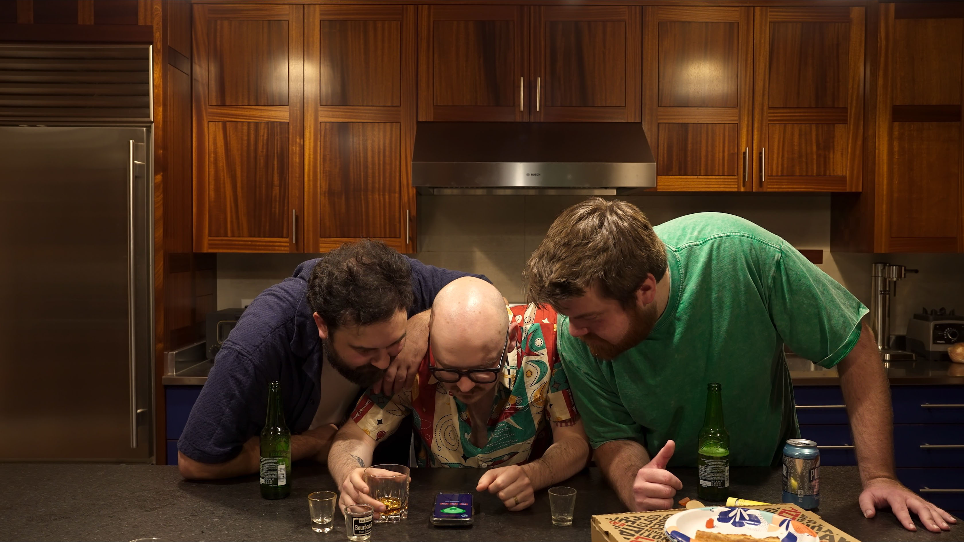 Three friends in the kitchen